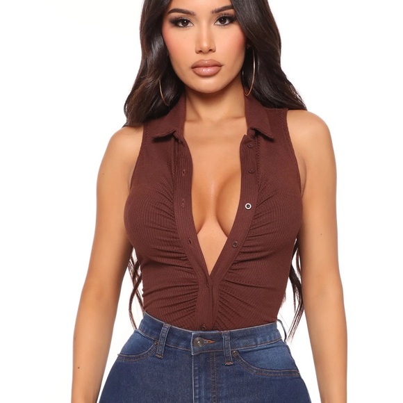 Ribbed Chocolate Bodysuit - Picture 3 of 5